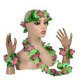 thumbnail image 6 of Cheer.US Hawaiian flower Leis,Tropical Luau Party Supplies of Hula Garland Necklaces Bracelets Jumbo Simulated Silk Flowers for Hawaii Decorations, Birthday Party Favors, 6 of 7