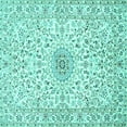 thumbnail image 1 of Ahgly Company Machine Washable Indoor Square Medallion Turquoise Blue Traditional Area Rugs, 8' Square, 1 of 4