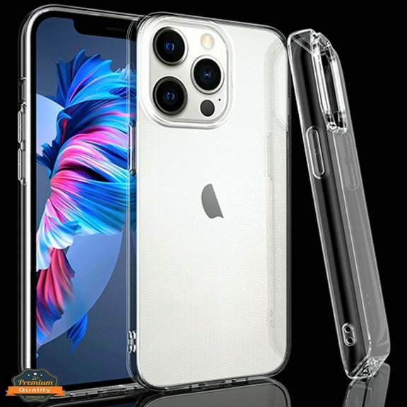 Xpression Case for Apple iPhone 13 Pro Max (6.7") Thin Transparent Silicone Soft Skin Flexible TPU Gel Rubber Candy Gummy Protective Hybrid Phone Cover [Clear]