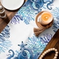 thumbnail image 3 of Ocean Blue Octopus Table Runner 72 Inches, Coastal Coral Beach Nautical Starfish Bed Runner Dresser Scarves Tabletop for Indoor Outdoor Parties/Ceremony/Banquet, 18" x 72", 3 of 9