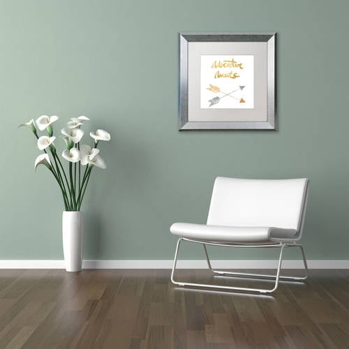 Trademark Fine Art "Adventure Arrows" Canvas Art by Lisa Powell Braun, White Matte, Silver Frame