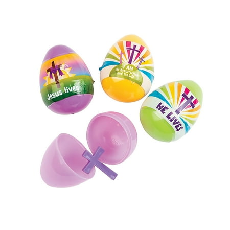 He Lives Plastic Eggs W/ Crosses - Party Supplies - 12 Pieces