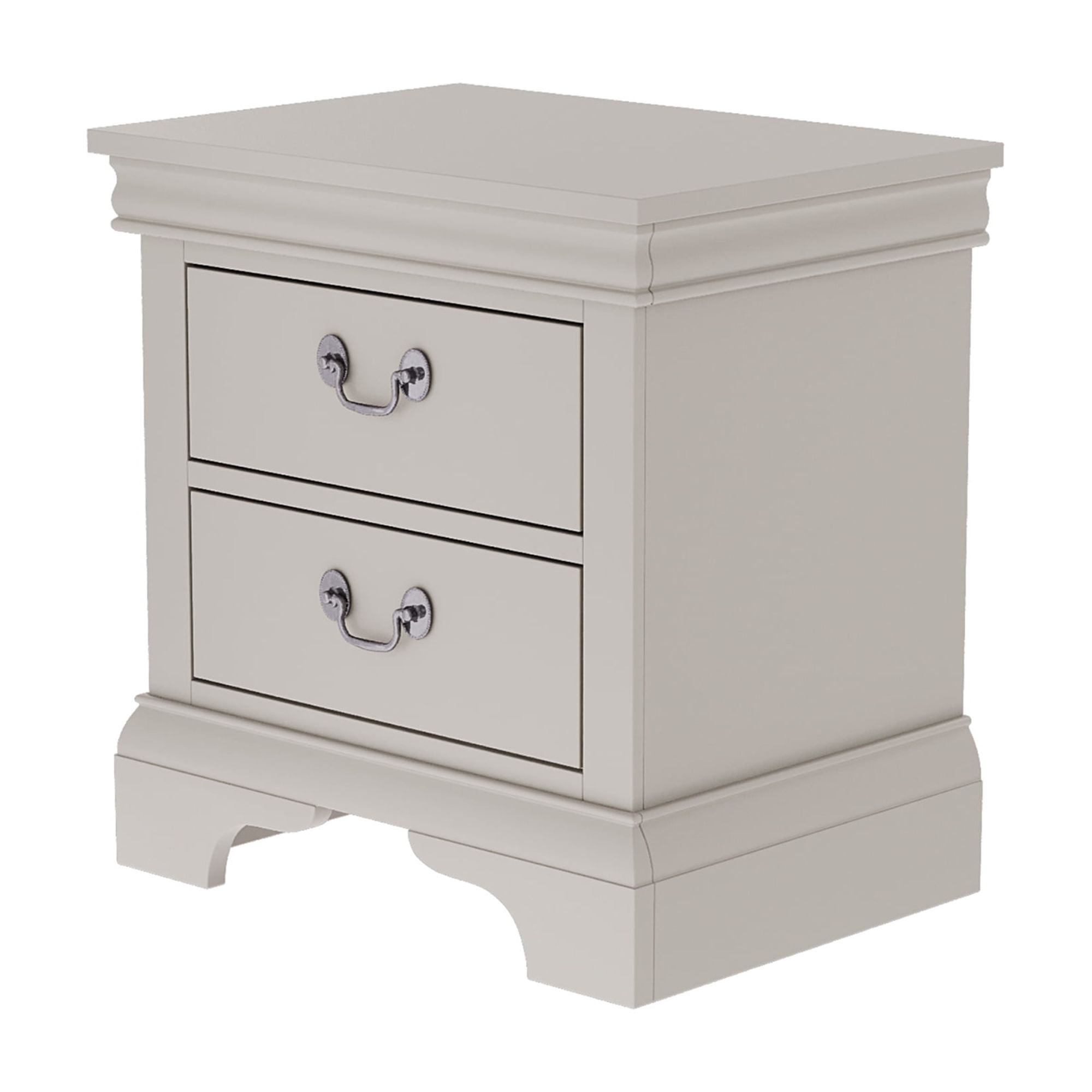 Traditional 2-Drawer White Nightstand with Storage