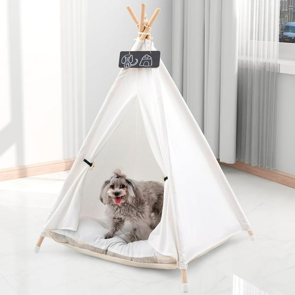 TJOUL Pet Teepee with Cushion for Dogs and Cats Puppies House with Bed Pet Tent Bed Indoor Outdoor (Modern)