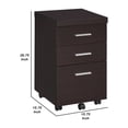 thumbnail image 5 of 27 Inch Modern 3 Drawer Mobile Storage Cabinet, Wheels, Cappuccino Brown, 5 of 5