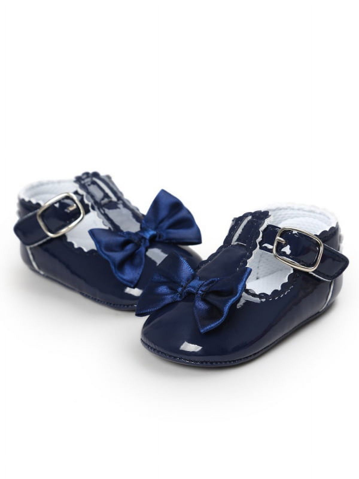 Lavaport Newborn Baby Girls Bowknot Shoes PU Leather Buckle First Walkers - image 3 of 5