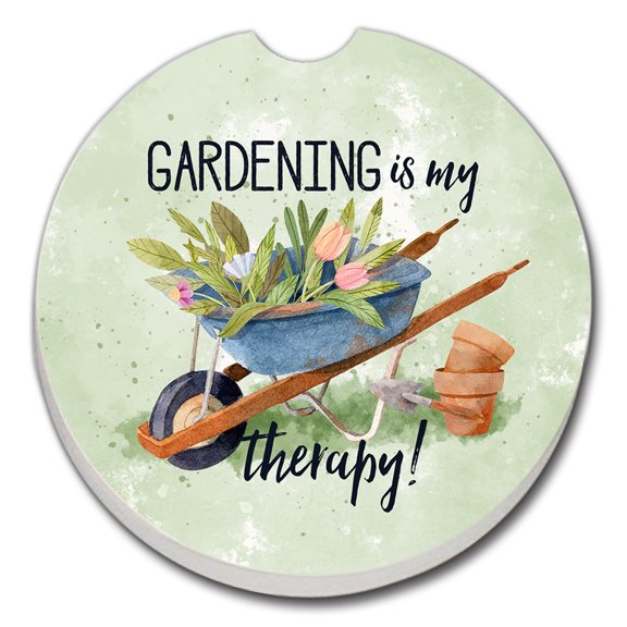 Thirstystone "Gardening Is My Therapy" Single Absorbent Stone Car Coaster