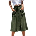 thumbnail image 3 of Nlife Women High Waist Front Button Side Pocket A-Line Midi Skirt, 3 of 7