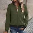 thumbnail image 4 of Full Zip Bomber Jackets with Pockets Womens Textured Trendy Casual Zipper Coat Fall Spring Hoodless Outerwear (S, Army Green), 4 of 7
