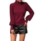 thumbnail image 3 of Suéteres de Cuello Alto para Mujer, Suéteres de Punto con Mangas Abullonadas para Otoño e Invierno Vino Tinto L, 3 of 8