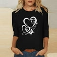 thumbnail image 1 of Ailaofu T-Shirts de la Saint-Valentin à Manches 3/4 Col Rond pour Femmes avec Imprimé Cœur Graphique, 1 of 5