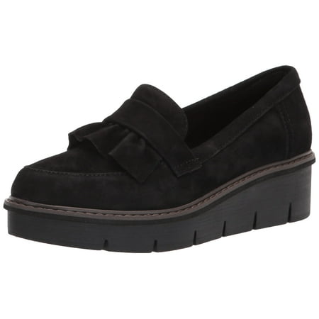 LOAFER IN BLACK SUEDE AND FUR LINING ATTACHED TRIANGLE LOGO