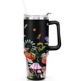 thumbnail image 2 of 40oz Colorful Botanical Mushroom Stainless Steel Flip Straw Tumbler Spill Proof Travel Cup Double Wall Vacuum Insulated Coffee Mug with Top Handle, 2 of 6