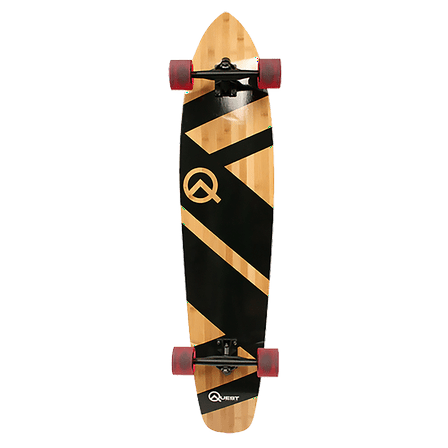 Quest Boards - The Super Cruiser Original Artisan Bamboo and Maple 44 In. Skateboard, Black