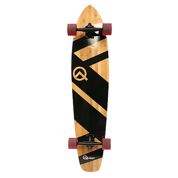 Quest Boards - The Super Cruiser Original Artisan Bamboo and Maple 44 In. Skateboard, Black