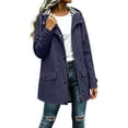 thumbnail image 3 of AnuYalue Women Waterproof Jacket Fashion Button Coat Striped Lined Windbreaker Jackets with Pockets Long Sleeve Outerwear, 3 of 8
