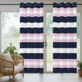 thumbnail image 3 of Outdoor Curtains for Patio Waterproof, Pink Navy Blue Striped Windproof Pravicy Outside Porch Blackout Curtain, Minimalist Abstract Lines Artwork Sun Blocking Grommets Curtains for Cabana 54"x84", 3 of 9