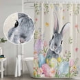 thumbnail image 5 of Easter Shower Curtain, Waterproof Shower Curtains for Bathroom, Country Rabbit Eggs Botanical Flowers Leaves Washable Fabric Bathtub Curtain Set Bath Decor with 12 Hooks Standard 72"x72", 5 of 8