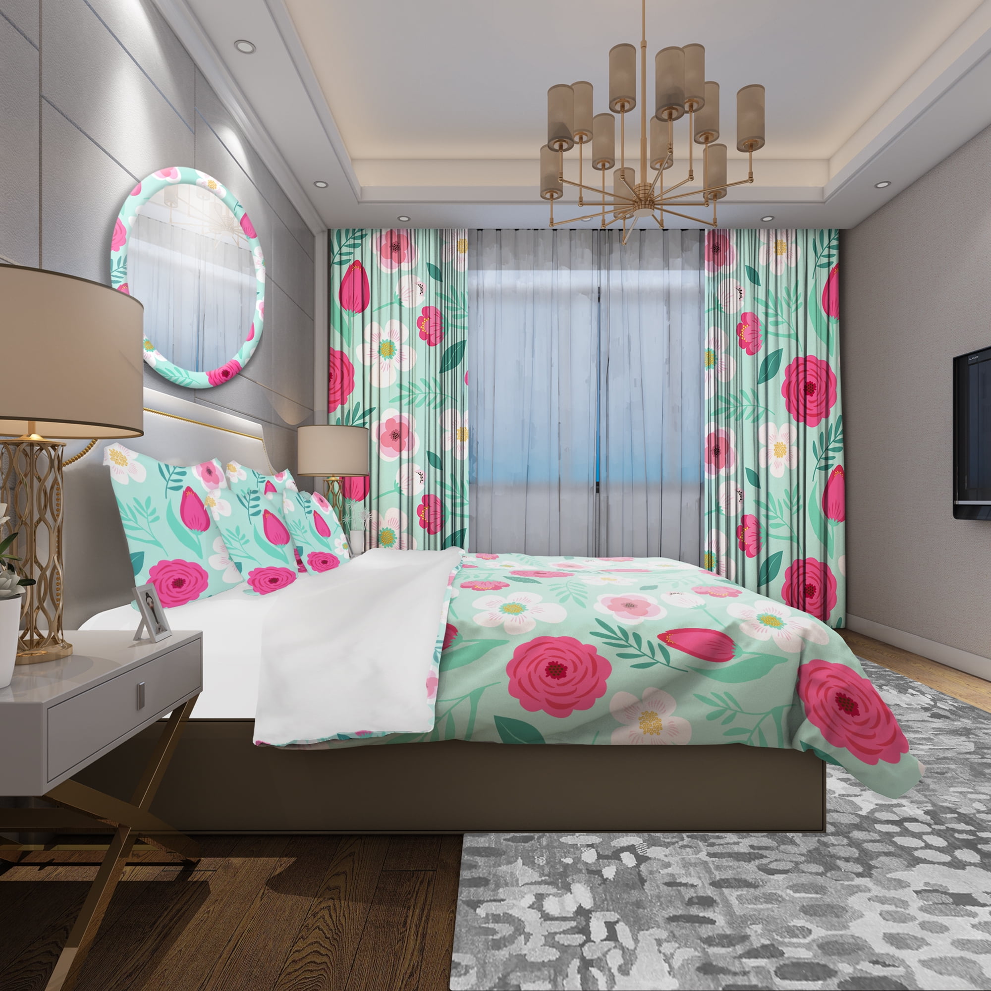 Designart 'Rustic Flowers and Leaves' Modern & Contemporary Duvet Cover Set