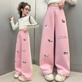 thumbnail image 2 of XXWXYD Little Girl Wide Leg Sweatpants Baggy Barrel Sweatpants for Girls Y2K Embroidered Dog Wide Leg Joggers Elastic High Waisted Cute Athleti𝖼 Trousers, 2 of 7