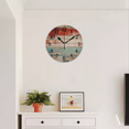 thumbnail image 4 of Non-Ticking Silent Wall Clocks Personalized Analog Round Clock Battery Operated Clocks Decorative for Kitchen,Office-Colorful Rustic Wooden With Distressed Wooden(14inch), 4 of 4
