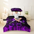 thumbnail image 3 of meiyoeat Neon Twin Bedding for Boys, Sci-Fi Purple Gaming Duvet Cover Set, Black Reversible 2-Piece, 1 Duvet Cover and 1 Pillowcase, 3 of 7