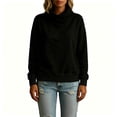 thumbnail image 5 of VEKDONE Womens Turtleneck Sweatshirt Fall Drop Shoulder Long Sleeve Sweatshirt Trendy Loose Fit Lightweight Pullover Tops Solid Color Casual Shirts Black XXL, 5 of 6