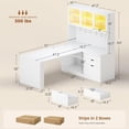thumbnail image 3 of L Shaped Computer Desk with 3 Drawers, Modern Corner Office Desk with LED Light, Display Cabinet and Pegboard for Home Office, Living Room, 3 of 7