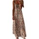 thumbnail image 2 of ICHUANYI Clearance Fashion Women Summer V-Neck Casual Printing Loose Sleeveless Loose Long Dress(Brown, M) ICHUANYI WER2023080806281, 2 of 4