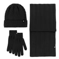 thumbnail image 2 of AWZXDE Winter Solid Color Hat Scarf Gloves Warm Three-Piece Set Outdoor Knit Hat Scarf Gloves Set Cold Weather Activities Warm Set Winter Accessories Unisex Black, 2 of 3