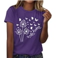 thumbnail image 2 of Blouses pour Femmes, Mode Féminine Imprimé Manches Courtes Blouse Drôle Col Rond T-Shirt Tops, 2 of 4