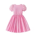 thumbnail image 3 of Xmyrz Toddler Girls' Dresses Vacation Dresses Striped Cosie Loose Outdoor Puff Short Sleeve Casual Dresses Going Out Dresses Cute Dresses, 3 of 9