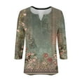 thumbnail image 4 of ZZwxWA 3/4 Sleeve Tops for Women Summer Floral Paisley Print Tees Shirts Trendy Ladies Blouses Dressy Casual Clothing 2025 Basic V Neck Tops for Women My Order, 4 of 5