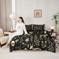 thumbnail image 5 of Homewish Dark Halloween Deer Skeleton 7-Piece Twin Bedding,Mushroom Dragonfly Print Bedding Comforter Set,Black Gold,Black Reversible, 5 of 8