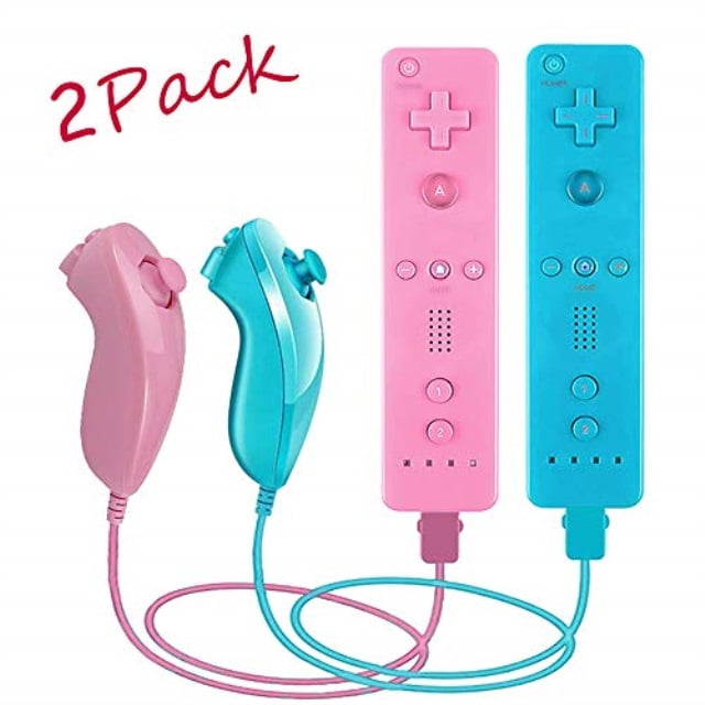 Gamepad with Silicone Case and Wrist Strap for Christmas Holiday Birthday VTone 2 Packs Gesture Controller and Nunchuck Joystick Compatible for wii//wii u Console Black and Pink