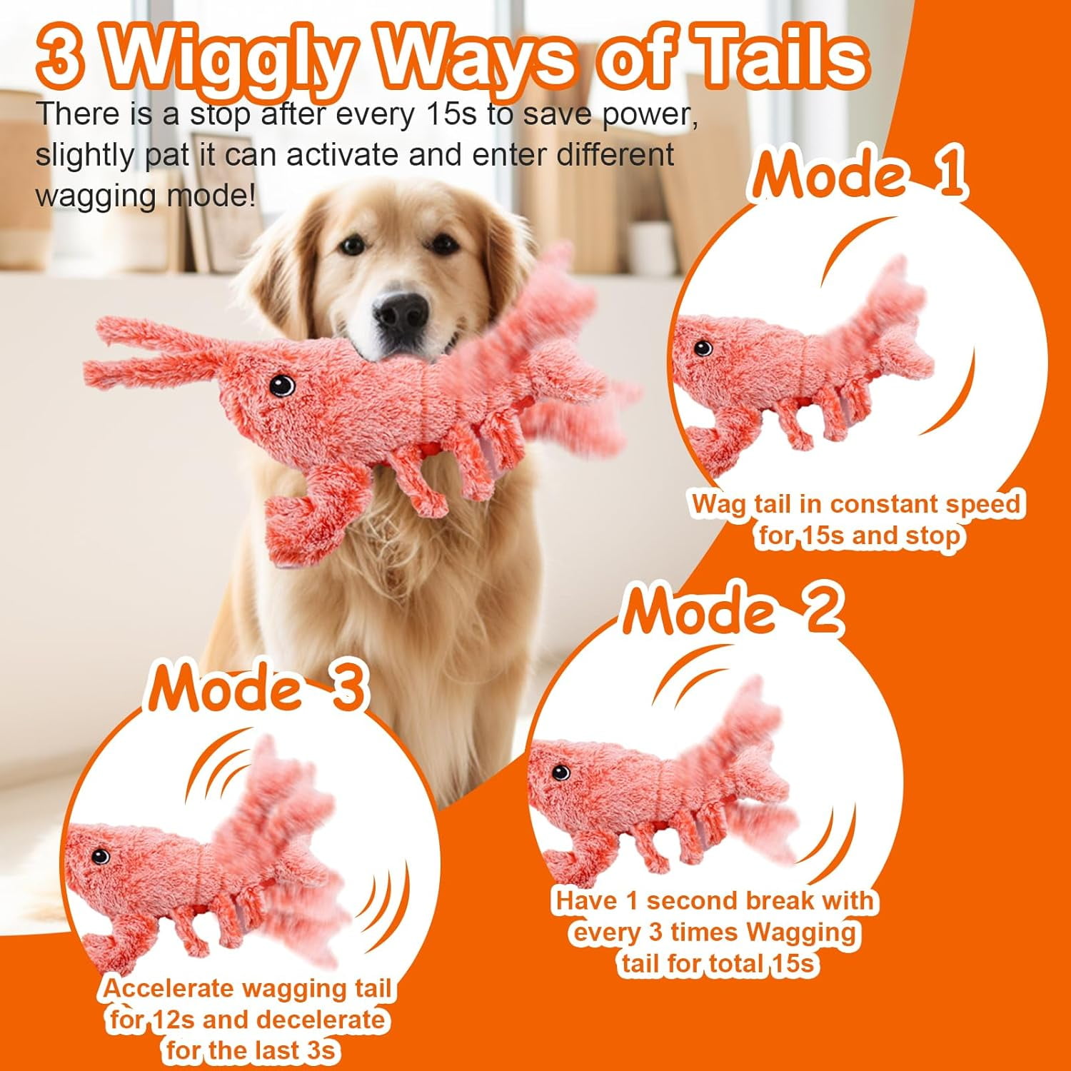 Wiggly Lobster Interactive Dog Toy - Smart Motion-Activated Pet Toy for Boredom Relief, Rechargeable Fun for All Sizes