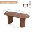 thumbnail image 4 of Weselon 70.8" Oval Wood Dining Table for 4-6, Modern Farmhouse Kitchen Table for Dining Room with Semi-Circular Legs, Walnut, 4 of 9