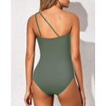 thumbnail image 3 of SURJDE One Shoulder One Piece Swimsuit for Women Tummy Control Bathing Suits Modest Full Coverage Keyhole Swimwear, 3 of 6