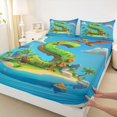 thumbnail image 4 of Feelyou Cartoon Dinosaur Letter S Print Full Size Sheets for Boys Girls, Cute Animal Bed Sheets, Blue, 4 Pieces, 4 of 5