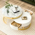thumbnail image 2 of Noble House Table Basse Ronde Gigogne de 31,5 Po avec Tiroirs, Blanc, 2 of 9