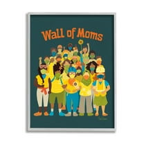 Stupell Industries Wall of Moms Illustration Social Justice Statement Grey Framed, 16 x 20, Design by Kris Duran
