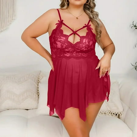 Lace Bodysuits for Women Mesh Sensual Nightwear Dress Lace Lightweight Sleepwear Sexy Crotchless Lingerie for Women