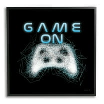 Stupell Industries Game On Abstract Controller Typography Painting Black Framed Art Print Wall Art, 24 x 24