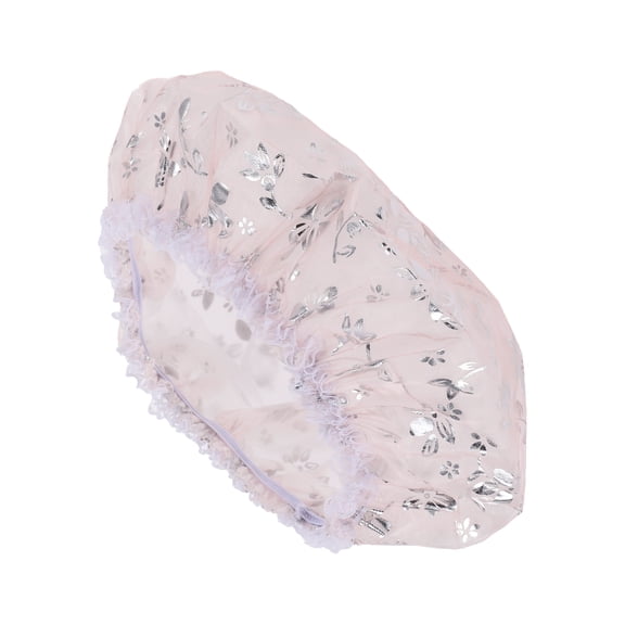 Unique Bargains 1 Pc Women Double Layer Cap for Bathroom Business Travel Vacation Hotel Light Pink EVA