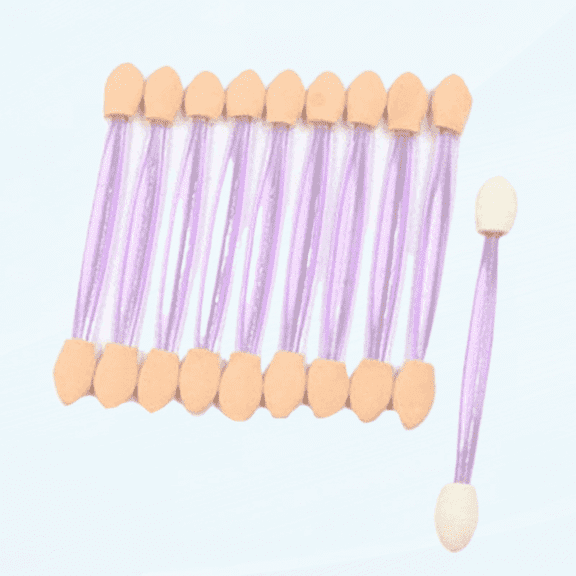 Disposable Dual-Side Eye Shadow Eyeshadow Brush Sponge Tipped Oval Makeup Applicator (Pack of 100, Purple)