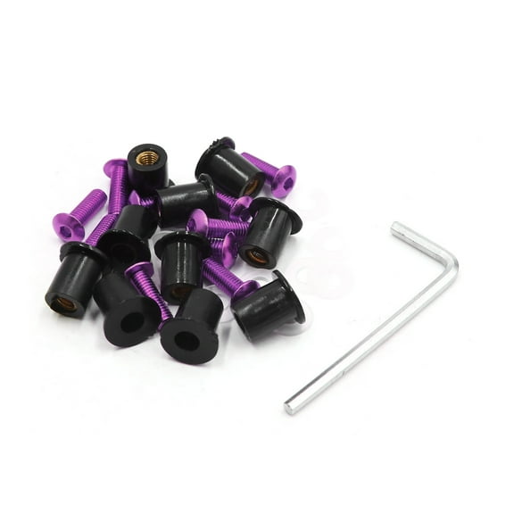 Unique Bargains 10Pcs M5 x 15mm Motorcycle Windscreen Windshield Nut Bolt Screws Black Purple