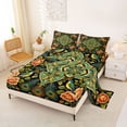 thumbnail image 2 of jejeloiu Vibrant Mandala King Sheets For Men Women,Peacock Pattern Bedding,Multi Black,4 Pieces,1 Flat Sheet, 1 Fitted Sheet and 2 Pillowcases, 2 of 6