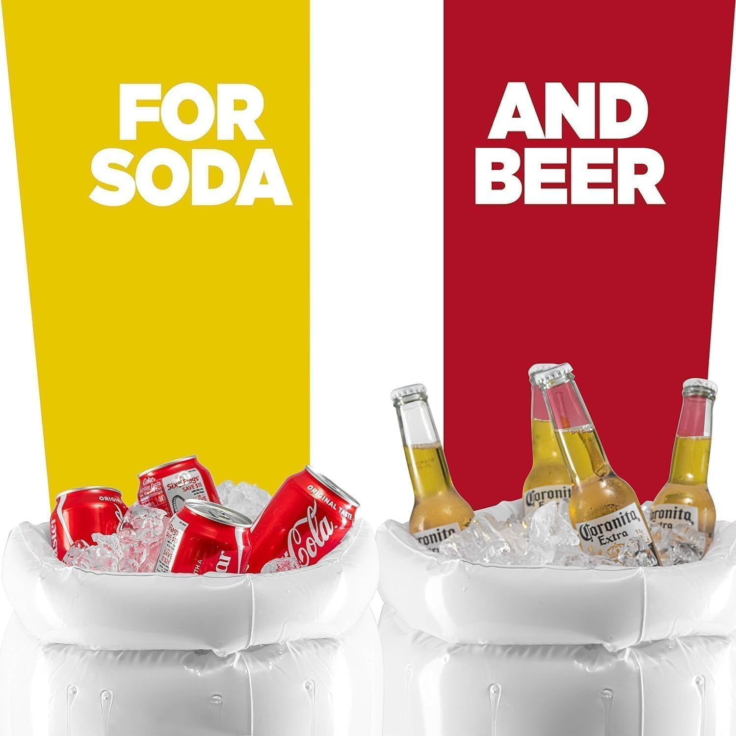 Large 17.71" Inflatable Cooler 2Pack Beer Mug Floating Drink Chiller for Pool Party Summer Gathering Bachelor Party Decor