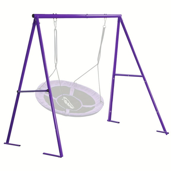 Heavy-Duty 550lb Capacity Outdoor Swing Stand, 71" Tall Steel Frame, 360° Swivel, Adjustable Ropes, Waterproof Saucer Design for Backyard, Porch, Garden (Swing Not Included)