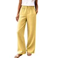 thumbnail image 3 of Breezora Straight Leg Woven Casual Pants for Women Summer Lightweight Pull On Trousers Comfortable Daily Work Bottoms with Pockets, 3 of 9
